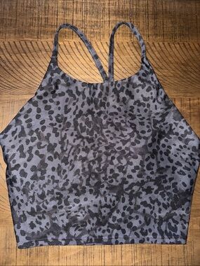 Old Navy Active Go-Dry Gray Leopard Print Cropped Tank Top